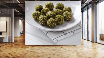 Raw Food Candy Balls. Vegetarian healthy food concept. Wall mural