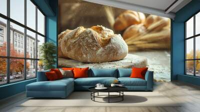 Homemade whole grain bread. loaf of bread or slice. Tasty and delicious bread fresh and healthy food meal lunch dinner breakfast slices of bread flour snacks sandwich. Wall mural