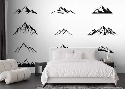 Set of mountain isolated on white background. Hand drawn vector illustration. Wall mural