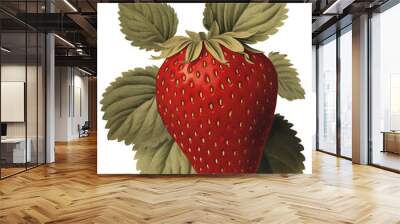 Strawberry isolated on transparent background old botanical illustration Wall mural