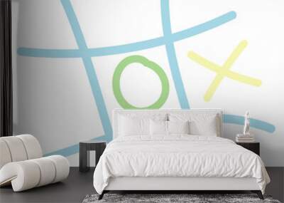 Tic-tac-toe game in doodle style on a transparent background Wall mural