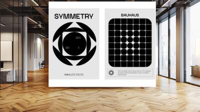 Posters with silhouette minimalistic basic figures, extraordinary graphic assets of geometrical shapes swiss style, Modern minimal monochrome print brutalist. Wall mural