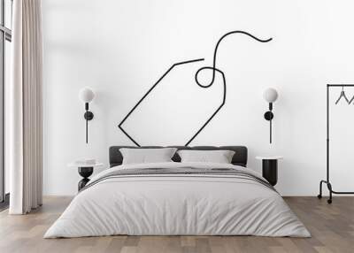 one continuous line drawing blank price tag isolated white background Wall mural