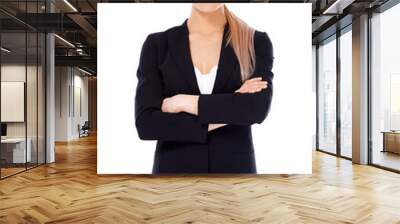 Smiling blond business woman on white Wall mural