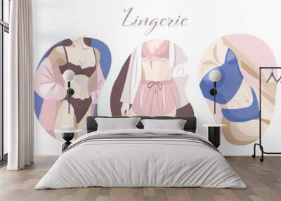 Beautiful woman body in underwear . Flat female figure. Abstract nude, pastel sensual art. Vector illustration for lingerie or lounge wear clothes. Wall mural