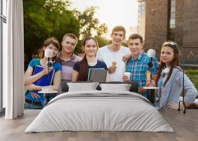 Group of college students during a brake Wall mural