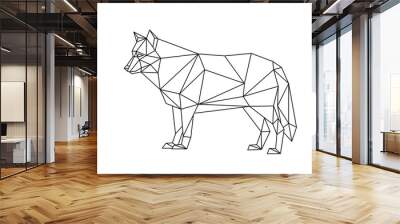 Isolated wolf in low poly style on white background. Polygonal illustration of an animal of prey composed of triangles. Geometric design for print on clothing or poster. Vector illustration. Wall mural