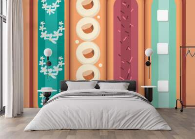 vector set of eclairs, box of sweets Wall mural