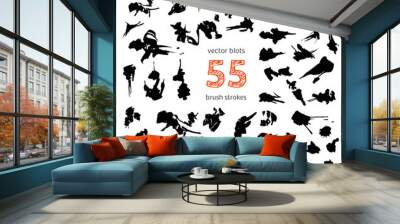 black vector spots and blots on a white background Wall mural