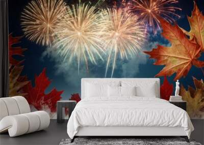 Background with maple leaves. Banner for Canada Day. Wall mural