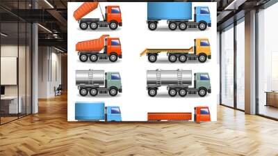 Vector truck icons Wall mural