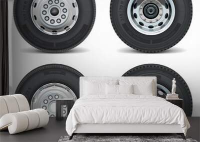 Vector truck tire icons Wall mural