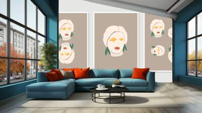 Venus head, set of posters. Ancient Greek goddess in trendy style for print design, interior design, printing, clothes, tee shirt, posters, invitations, cards, street art. Contemporary art, vector Wall mural