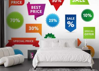 Big set of colorful sale banners in different shapes. Wall mural