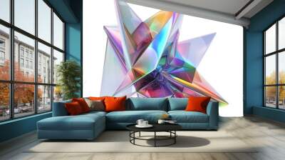 A complex geometric star shape with an iridescent surface Wall mural