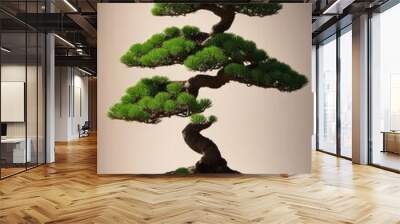 Bonsai Tree Display with Soft Background and Dramatic Silhouette Wall mural