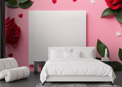 Empty greeting card mock up for saint valentine's day. Holiday love background Wall mural