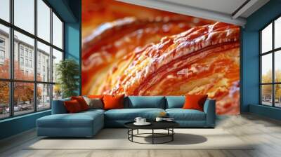 Golden Flaky Croissant on a Crisp Morning - Breakfast Pastry Delight Wall mural