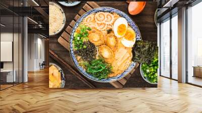 A bowl of Japanese abalone Ramen Wall mural