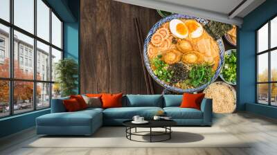 A bowl of Japanese abalone Ramen Wall mural