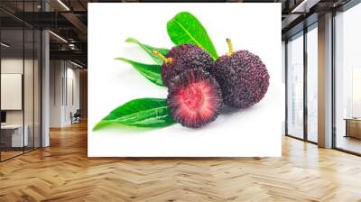 Fresh bayberry on white background Wall mural