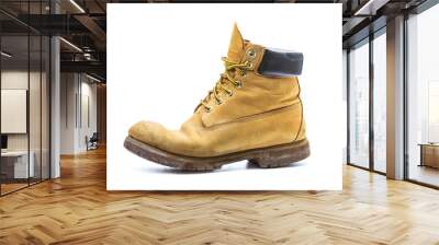 pair of old yellow working boots，nostalgic Wall mural