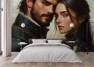 Magician and Sorceress in an Intimate Embrace: A Fantasy Novel Cover Wall mural