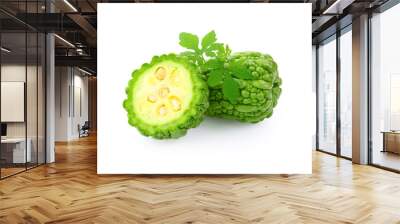 Bitter melon isolated on white background Wall mural