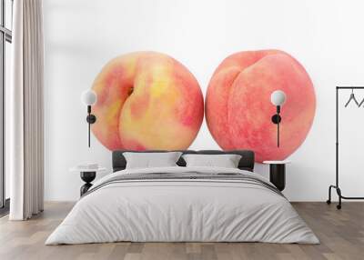 Fresh peach on white background Wall mural