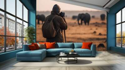 a photographer capturing the beauty of African wildlife. generative AI Wall mural