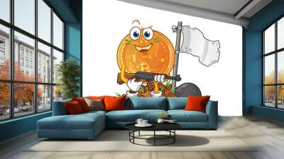 bitcoin army character. cartoon mascot vector Wall mural