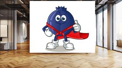 blue berry super hero mascot vector cartoon illustration Wall mural