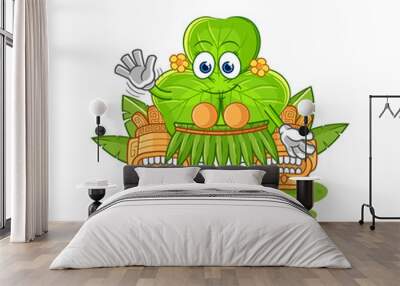 clover hawaiian waving character. cartoon mascot vector Wall mural