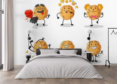 cookie comedy set character. cartoon mascot vector Wall mural