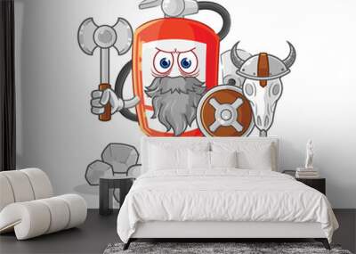 extinguisher viking with an ax illustration. character vector Wall mural