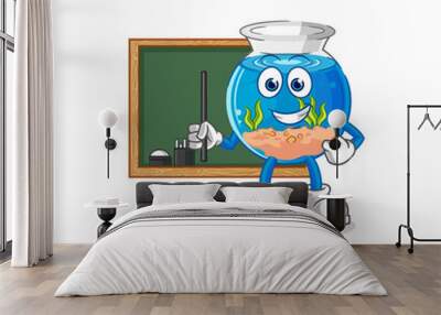 fish bowl teacher vector. cartoon character Wall mural