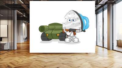 iron soldier with tank character. cartoon mascot vector Wall mural