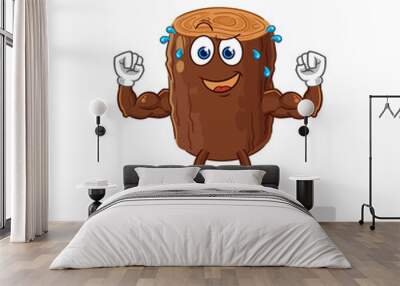 log muscular cartoon. cartoon mascot vector Wall mural