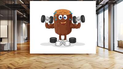 log weight training illustration. character vector Wall mural