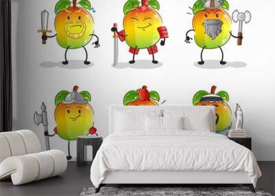 mango warrior group character. cartoon mascot vector Wall mural