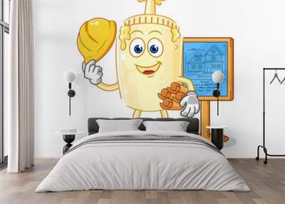 mayonnaise Architect illustration. character vector Wall mural