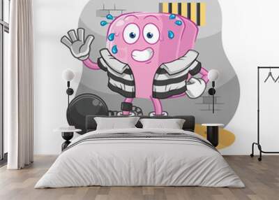 nail criminal in jail. cartoon character Wall mural