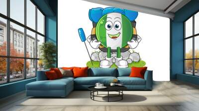 nigerian flag go camping mascot. cartoon vector Wall mural