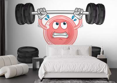 ovum lifting the barbell character. cartoon mascot vector Wall mural