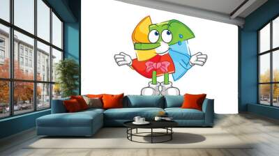 paper windmill pantomime blowing balloon. cartoon mascot vector Wall mural