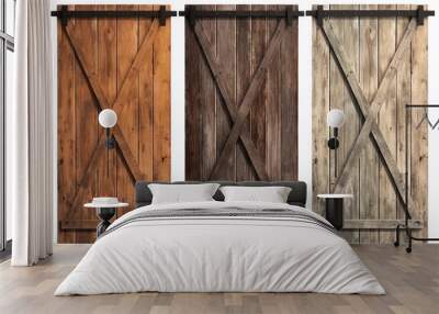 Rustic barn doors. isolated object, transparent background Wall mural