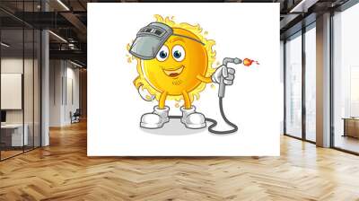 sun welder mascot. cartoon vector Wall mural