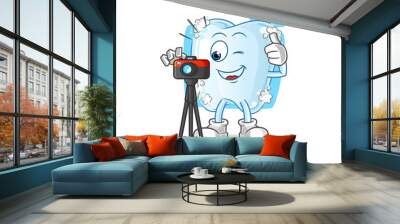 tooth with foam photographer character. cartoon mascot vector Wall mural