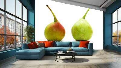 Rustic pears on a white background. Close-up Wall mural