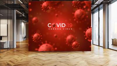 Corona virus Background with illustrations of red blurred bacteria. Wall mural